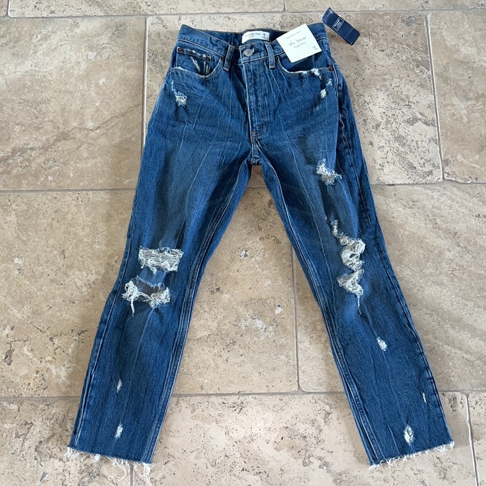 Distressed mom jeans